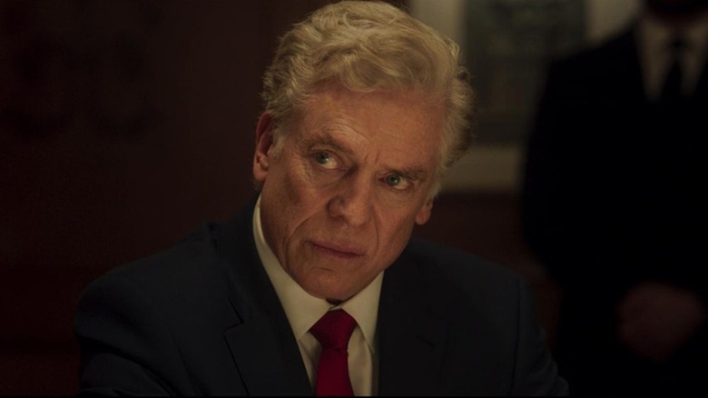 Chris Stearns looking concerned in a meeting in "Secret Invasion" (2023)