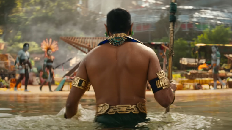 Namor walks from the water in Wakanda Forever 
