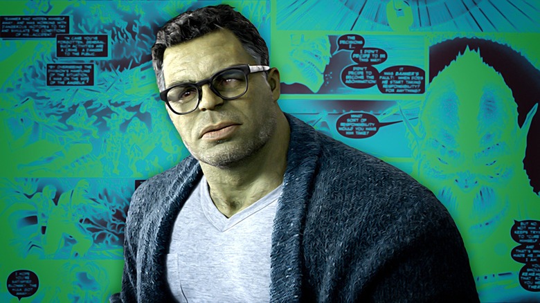 Professor Hulk wearing glasses