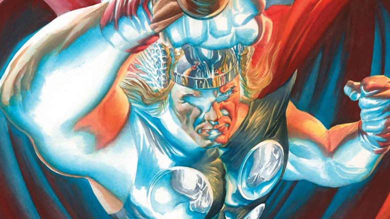 Thor shining against Mjolnir