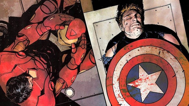 A panel from The Death of Captain America