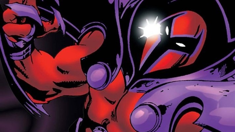 Onslaught looking up and raising his right hand