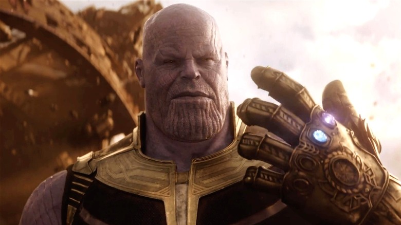 Thanos wearing the gauntlet in Avengers: Infinity War