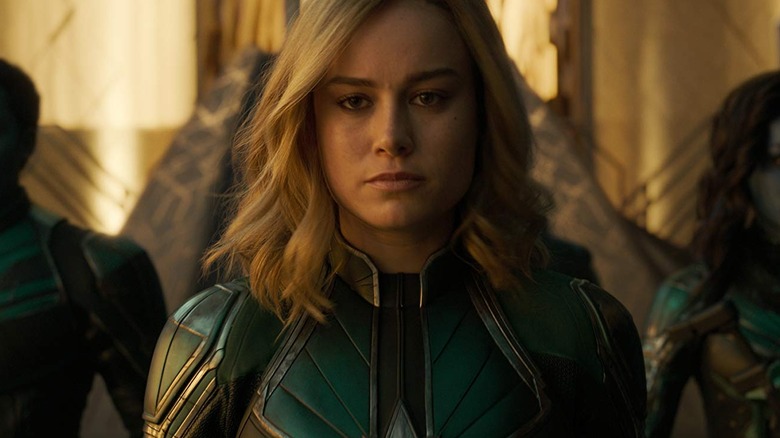 Captain Marvel has a look of determination in Captain Marvel.