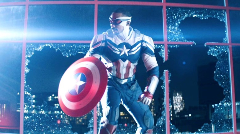 Captain America breaking through window