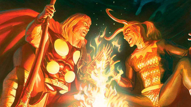Thor and Loki by a campfire