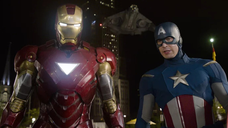 Iron Man and Captain America standing