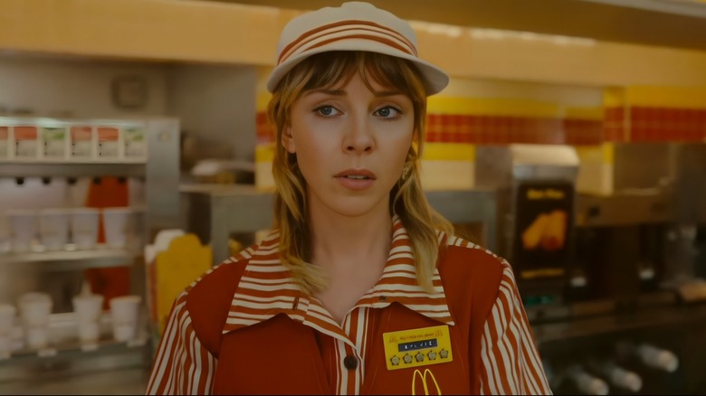Sylvie in McDonald's uniform
