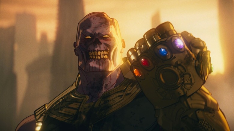 Zombie Thanos wearing Infinity Gauntlet in Marvel Zombies