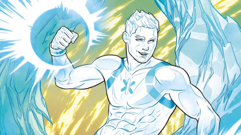 Iceman generates an ice blast