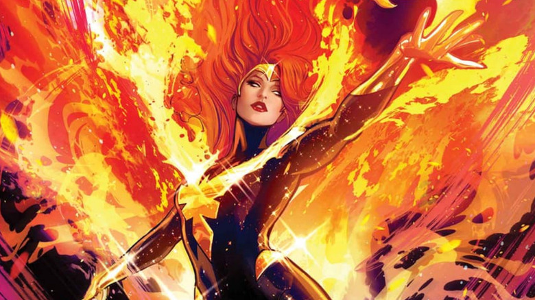 Jean Grey flying in space as Phoenix