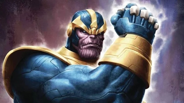 Thanos with his arm extended out