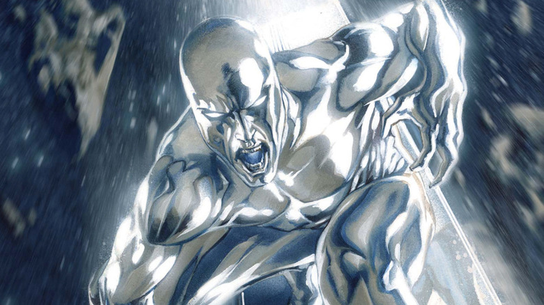 The Silver Surfer surfing