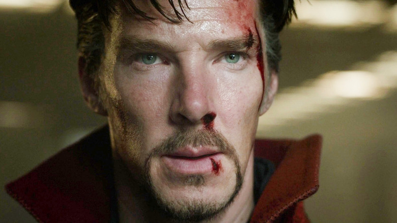 Doctor Strange battered and bloodied