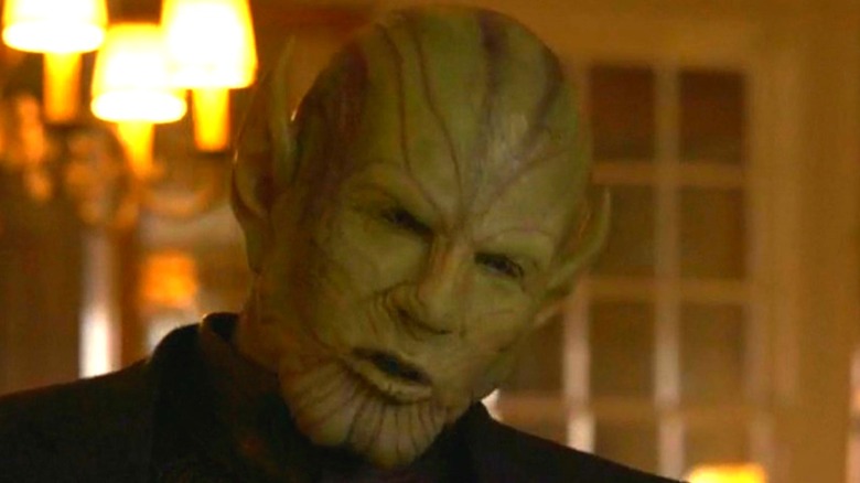Ben Mendelsohn in costume as Talos in Captain Marvel