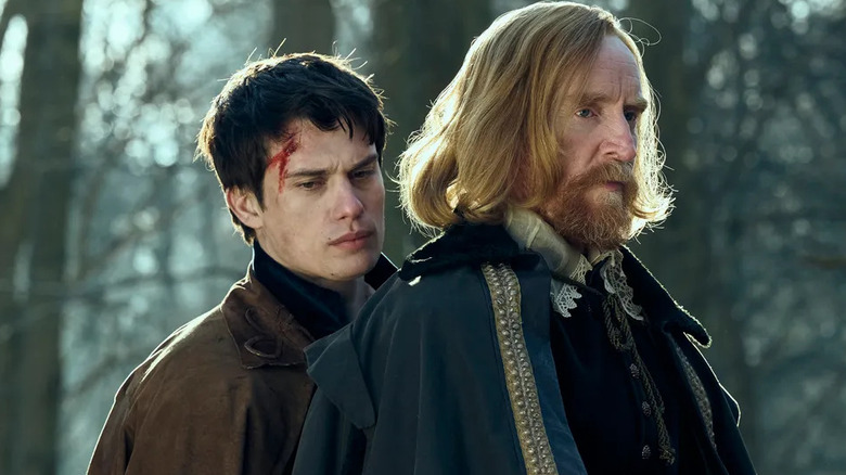 George rides with the King on his horse in "Mary & George" (2024)
