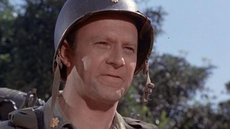 Major Frank Burns in helmet on "M*A*S*H"