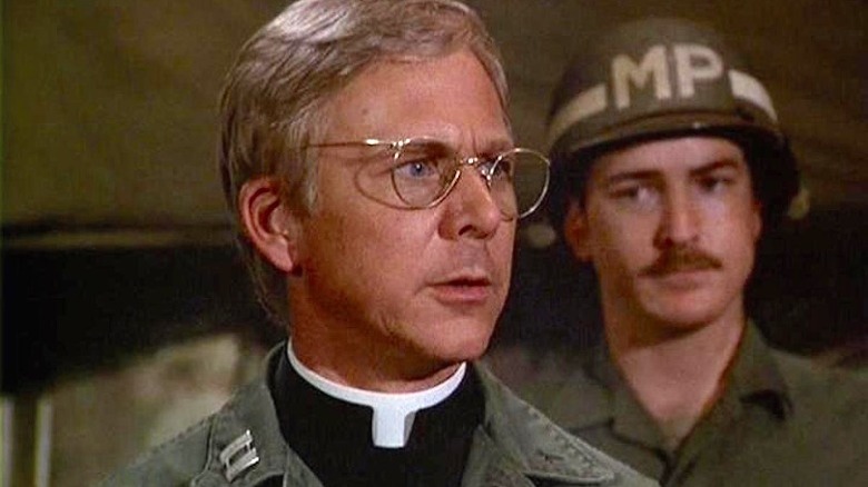 Father Francis Mulcahy looks angry on "M*A*S*H"