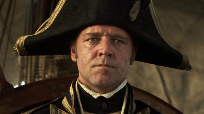 Captain Jack Aubrey scowling