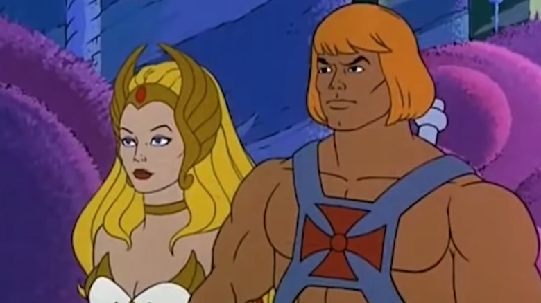 She-Ra and He-Man walking side-by-side in "Secret of the Sword"
