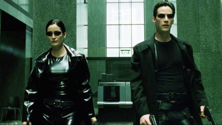 Carrie-Anne Moss and Keanu Reeves in The Matrix