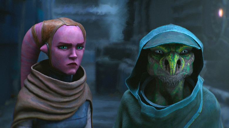 Devon Izara and Jedi Eeko-Dio Daki standing together in Star Wars: Maul -- Shadow Lord