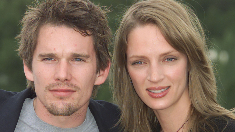 Ethan Hawke and Uma Thurman posing at a photo call at the 54th Cannes Film Festival