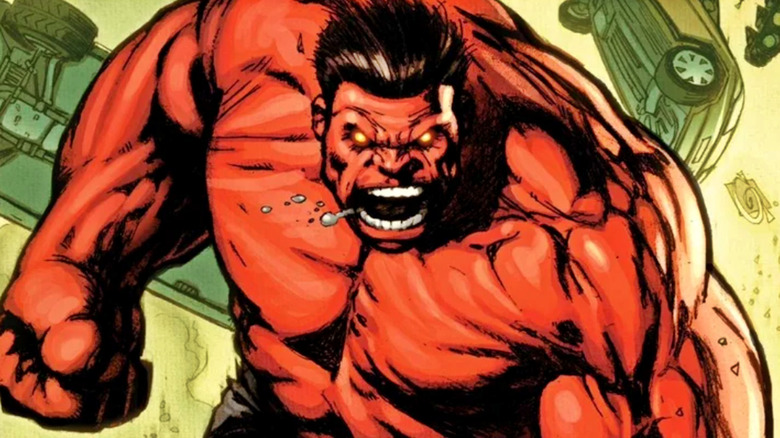Red Hulk glaring