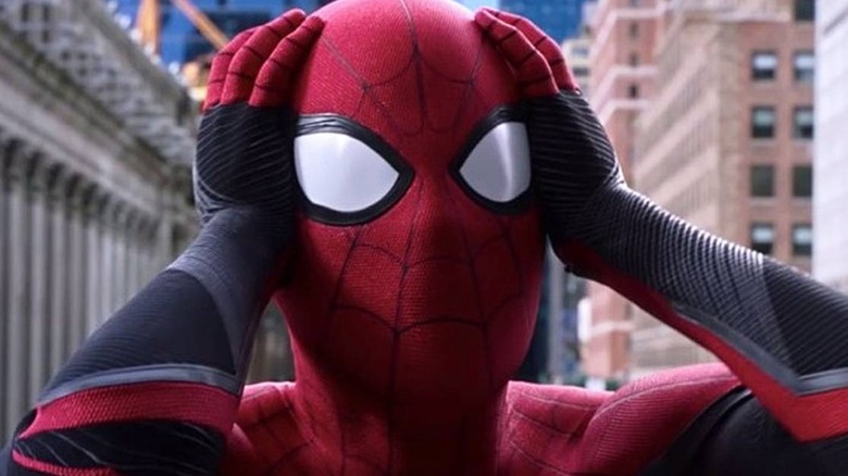 Spider-Man reacting to his identity being revealed
