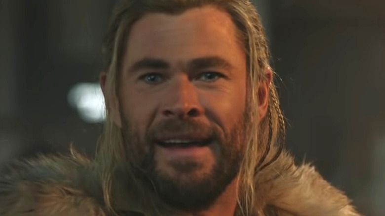 Thor smiling in Thor: Love and Thunder