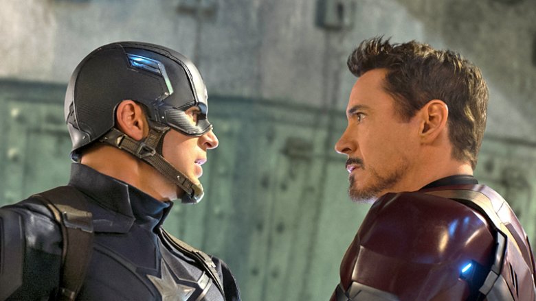 Chris Evans and Robert Downey Jr. in Captain America: Civil War