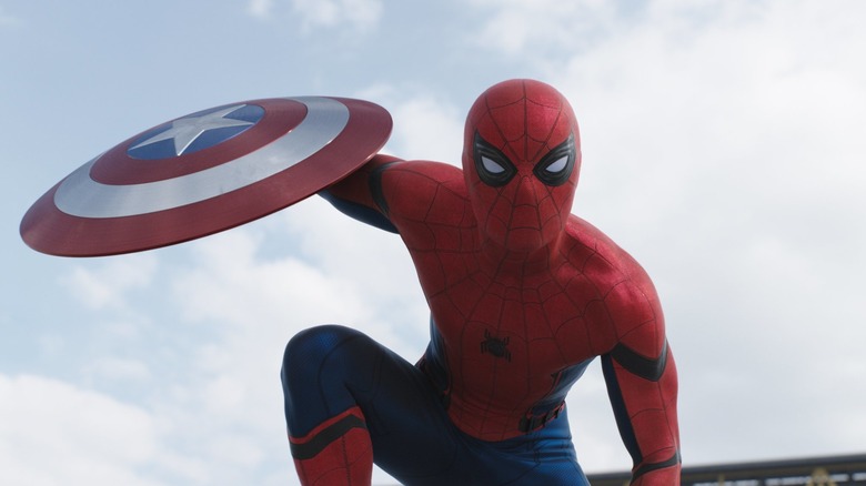Spider-Man with Cap's shield