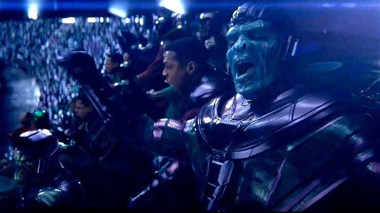 A group of Kangs yells in Ant-Man and the Wasp Quantumania