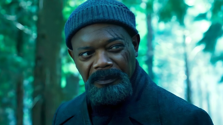 Nick Fury in a forest