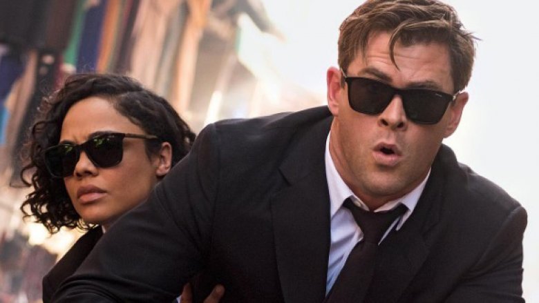 Chris Hemsworth Tessa Thompson Men in Black International motorcycle ride