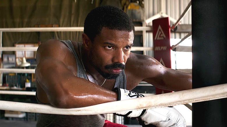 Adonis Creed resting in the ring