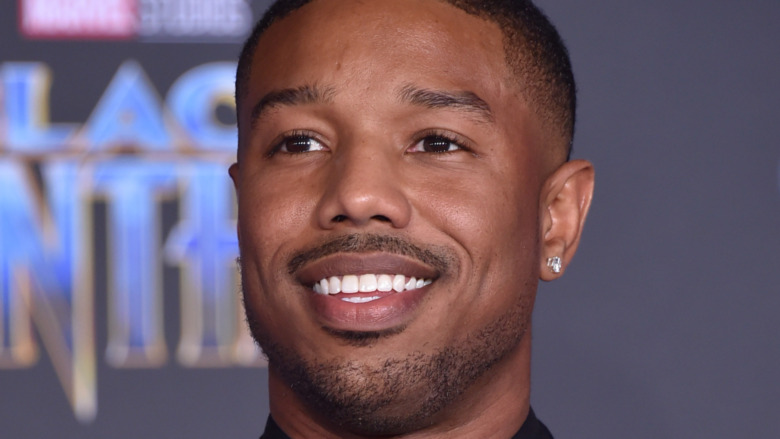 Michael B. Jordan smiling Black Panther premiere