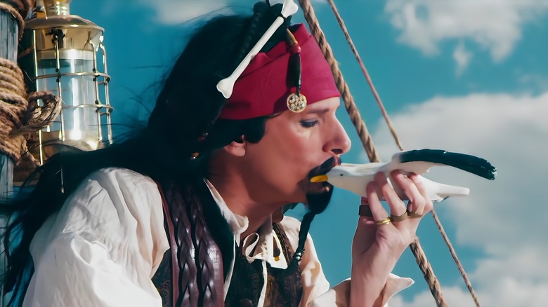 Jack Sparrow kissing fake seagull