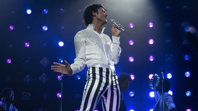 Michael Jackson performing onstage in "Michael" (2026)