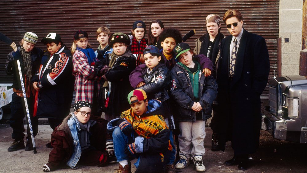 Production still from Disney's 1992 The Mighty Ducks