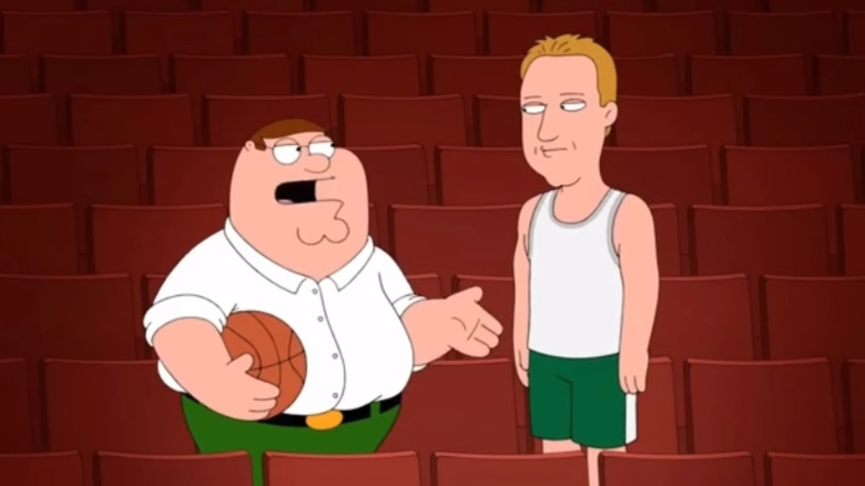 Peter Griffin talking to Larry Bird