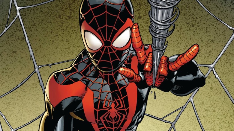 Miles Morales shooting his web