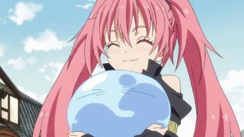 Milim hugging Rimuru