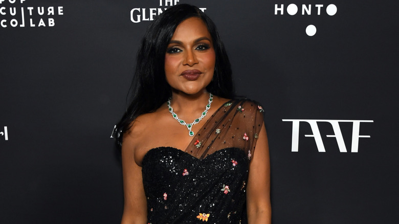 Mindy Kaling wearing a saree-inspired dress at the "South Asians at the Oscars" Pre-Oscars Party (2025)
