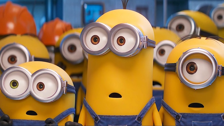 Minions stand at attention
