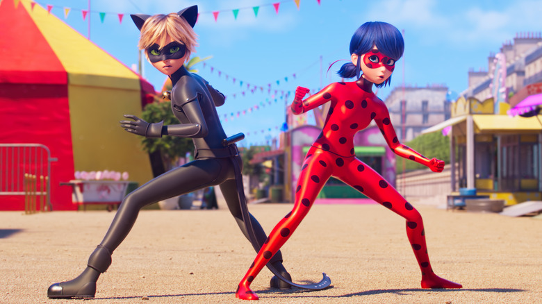 Ladybug and Cat Noir at a carnival