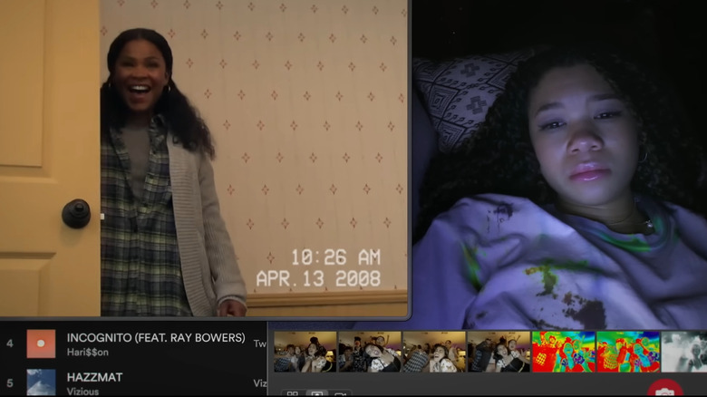 June watching footage of her mom