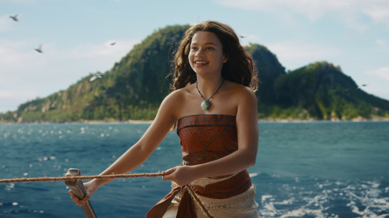 Moana sailing out to sea in Moana