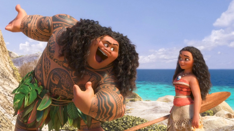 Maui sings to Moana on the beach