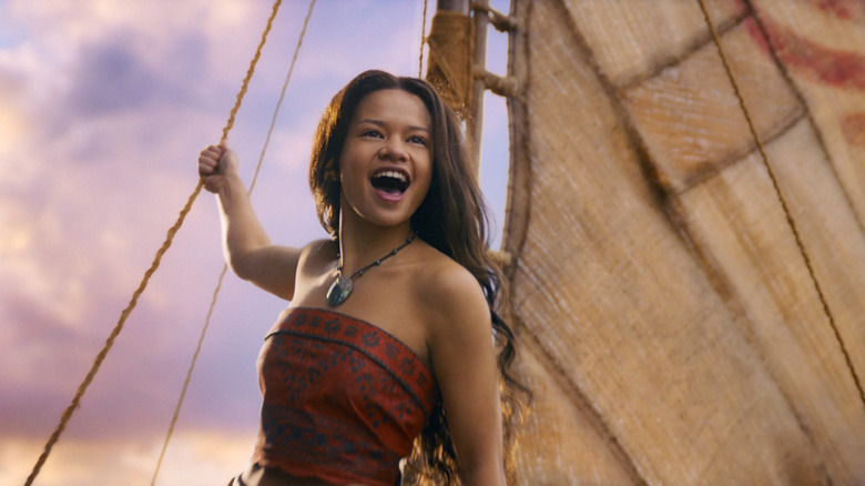Moana singing and sailing in Moana